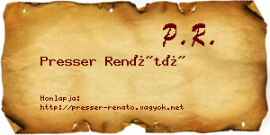 Presser Renátó névjegykártya